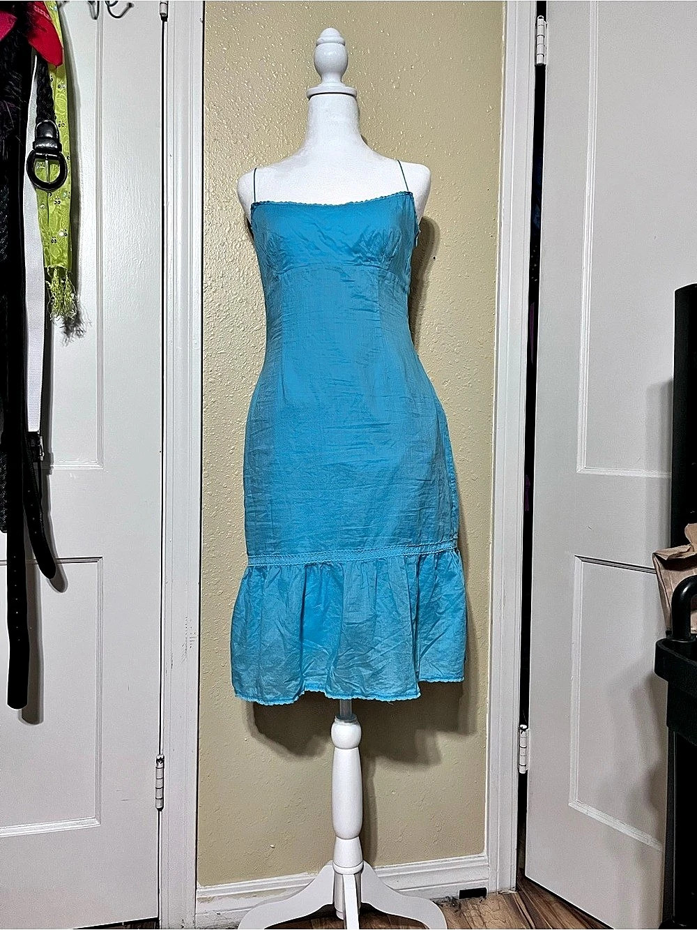 Gianni Bini Blue Lace Trim Midi Dress Size Small